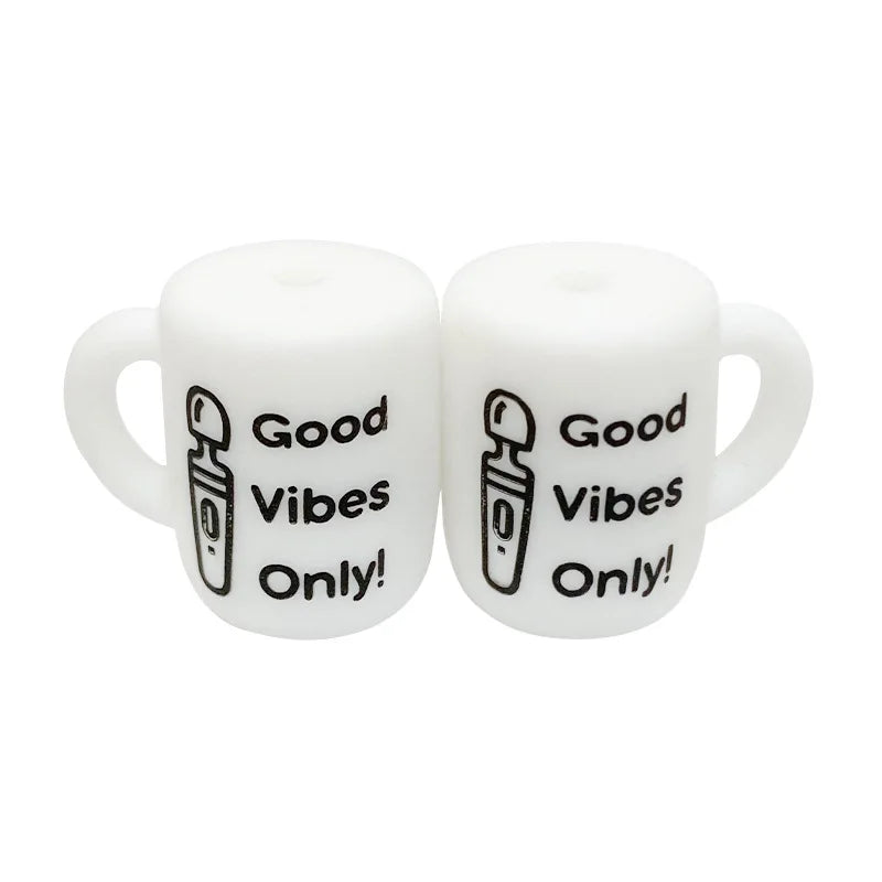 (Pack of 10) New Silicone Beads Focal Coffee Cup Teether Beads Food Grade Baby Chewing Toy Bead DIY Nipple Chain Jewelry Accessories
