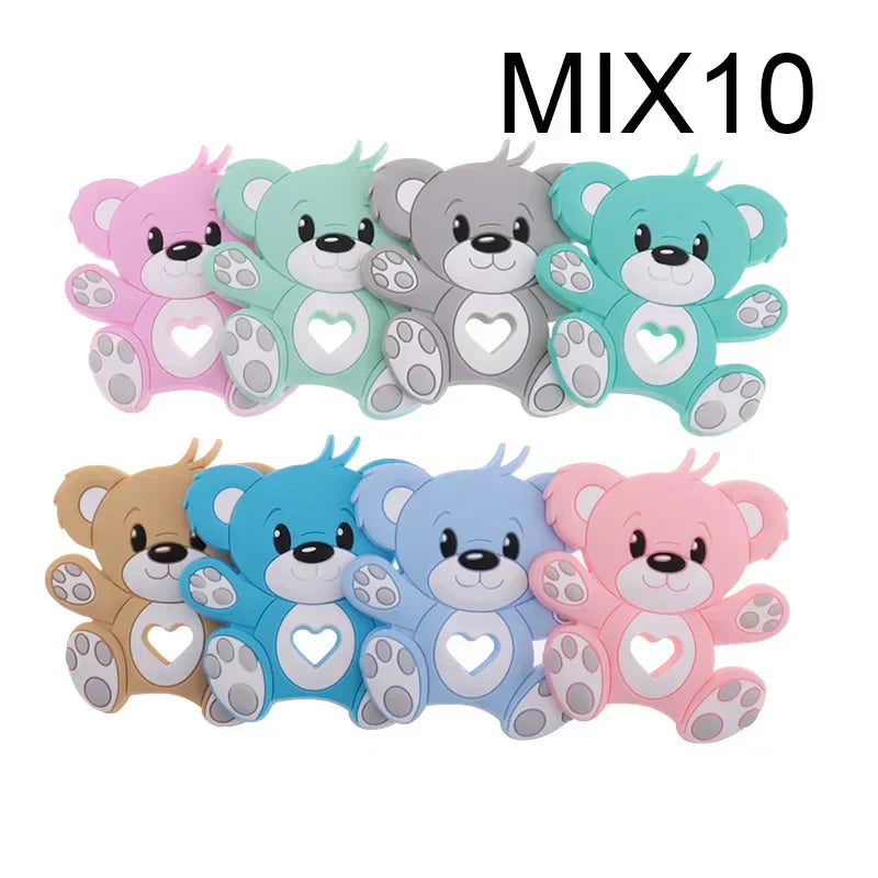 (Pack of 10) Silicone Teethers Babies Accessories Newborn Baby Teether Baby Products Pacifier Personalized Bear Dinosaur Koala BPA Free