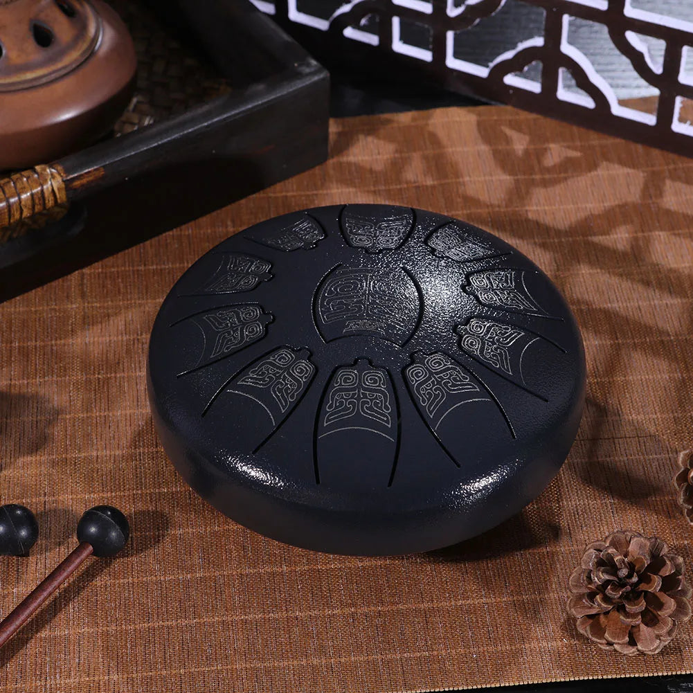 11 Tune Tongue Drum Hand Pan Glucopon Drum Tank with Mallet Drumstick Finger Cot Drumstick Stand Percussion Yoga Meditation Gift