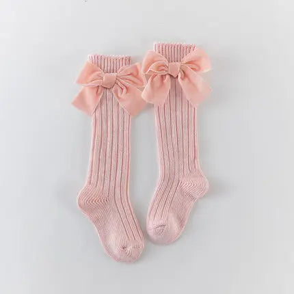 2020 Winter Kids Socks Toddlers Girls Big Bow Socks Knee High Long Soft Socks 100% Cotton Baby Leg Warmers