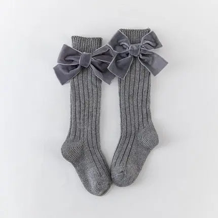2020 Winter Kids Socks Toddlers Girls Big Bow Socks Knee High Long Soft Socks 100% Cotton Baby Leg Warmers