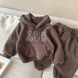 (Pack of 2) 2023 Winter New Baby Long Sleeve Warm Clothes Set Children Fleece Sweatshirt + Pants Suit Plus Velvet Thick Toddler Outfits