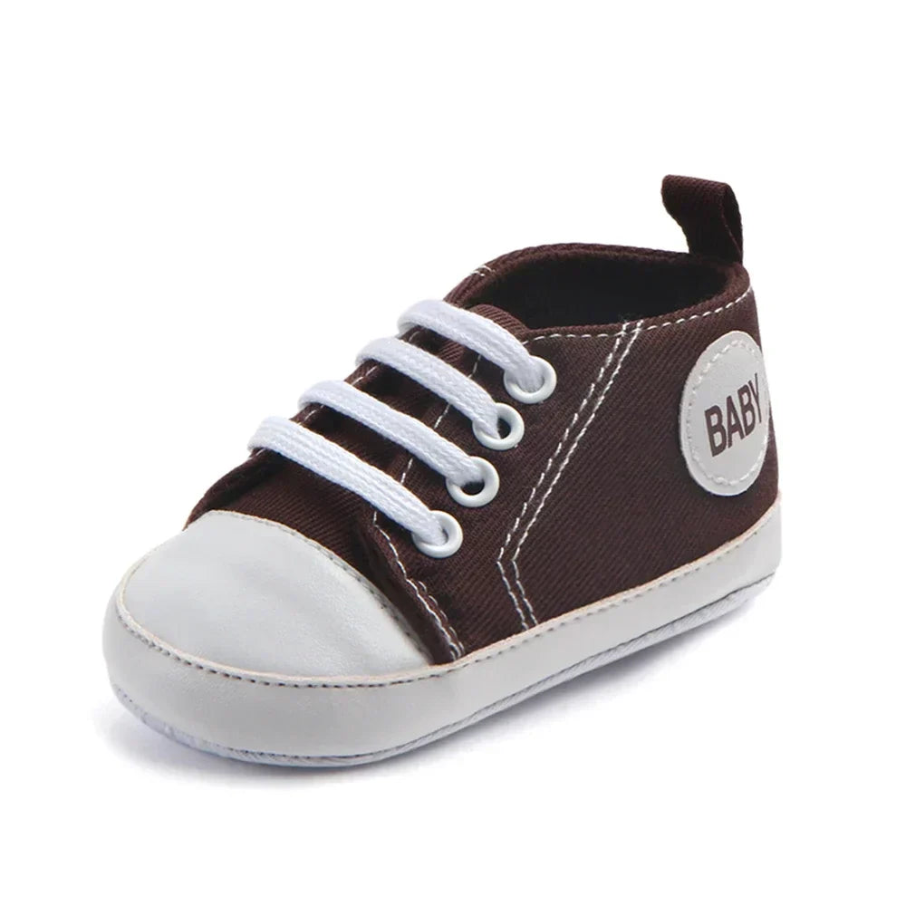 2024 Newborn Sequined Canvas Baby Sneakers Casual Baby Boys Girls Toddler Multi-Color Soft Sole Non-slip Walking Shoes 0-18Month