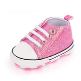 2024 Newborn Sequined Canvas Baby Sneakers Casual Baby Boys Girls Toddler Multi-Color Soft Sole Non-slip Walking Shoes 0-18Month