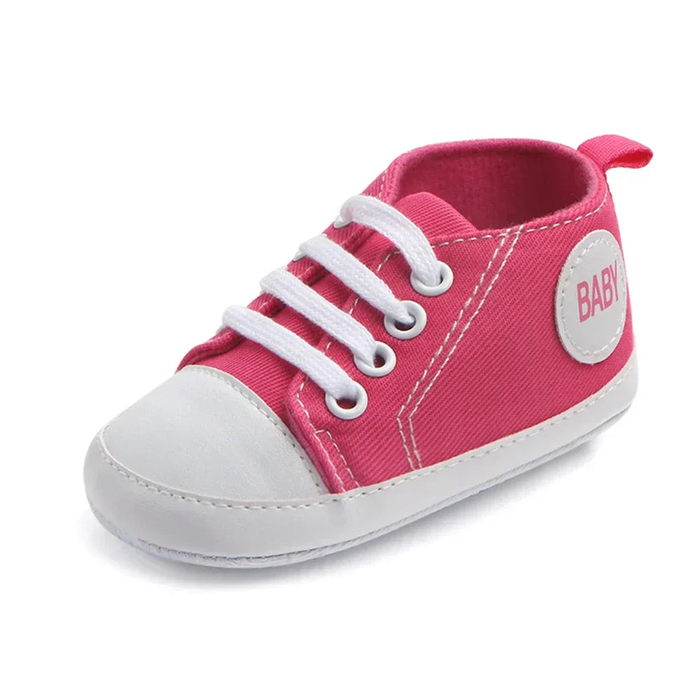 2024 Newborn Sequined Canvas Baby Sneakers Casual Baby Boys Girls Toddler Multi-Color Soft Sole Non-slip Walking Shoes 0-18Month