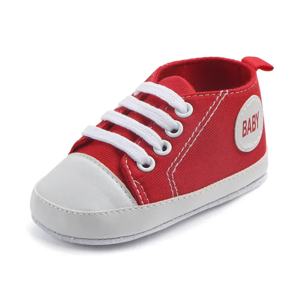 2024 Newborn Sequined Canvas Baby Sneakers Casual Baby Boys Girls Toddler Multi-Color Soft Sole Non-slip Walking Shoes 0-18Month