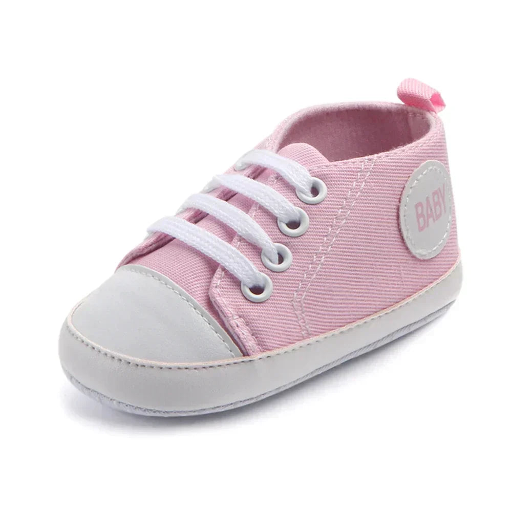 2024 Newborn Sequined Canvas Baby Sneakers Casual Baby Boys Girls Toddler Multi-Color Soft Sole Non-slip Walking Shoes 0-18Month