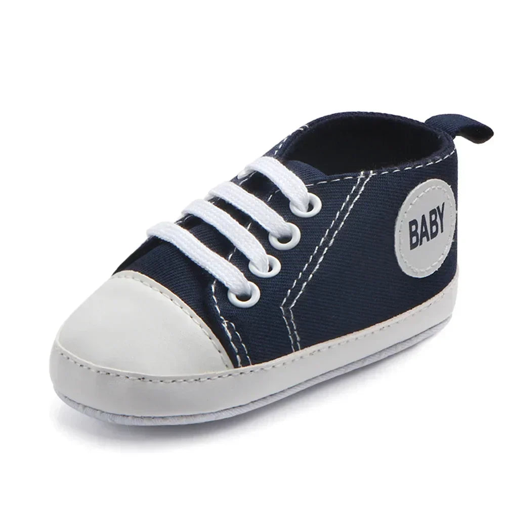 2024 Newborn Sequined Canvas Baby Sneakers Casual Baby Boys Girls Toddler Multi-Color Soft Sole Non-slip Walking Shoes 0-18Month