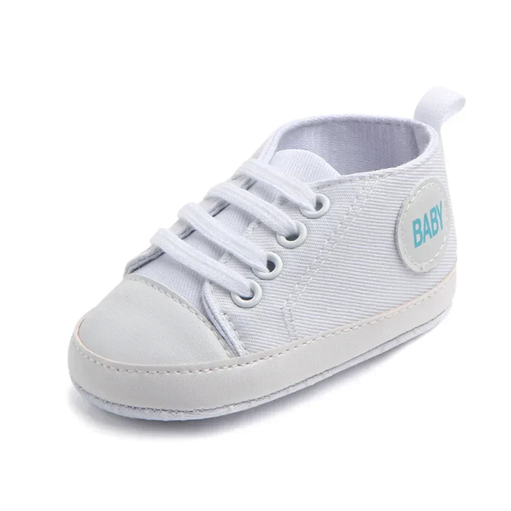 2024 Newborn Sequined Canvas Baby Sneakers Casual Baby Boys Girls Toddler Multi-Color Soft Sole Non-slip Walking Shoes 0-18Month