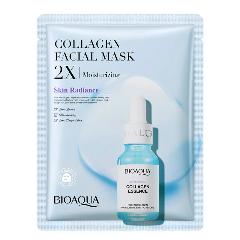 (Pack of 20) BIOAQUA Centella Collagen Face Mask VC Moisturizing Refreshing Sheet Masks Hyaluronic Acid Facial Mask Skin Care Products