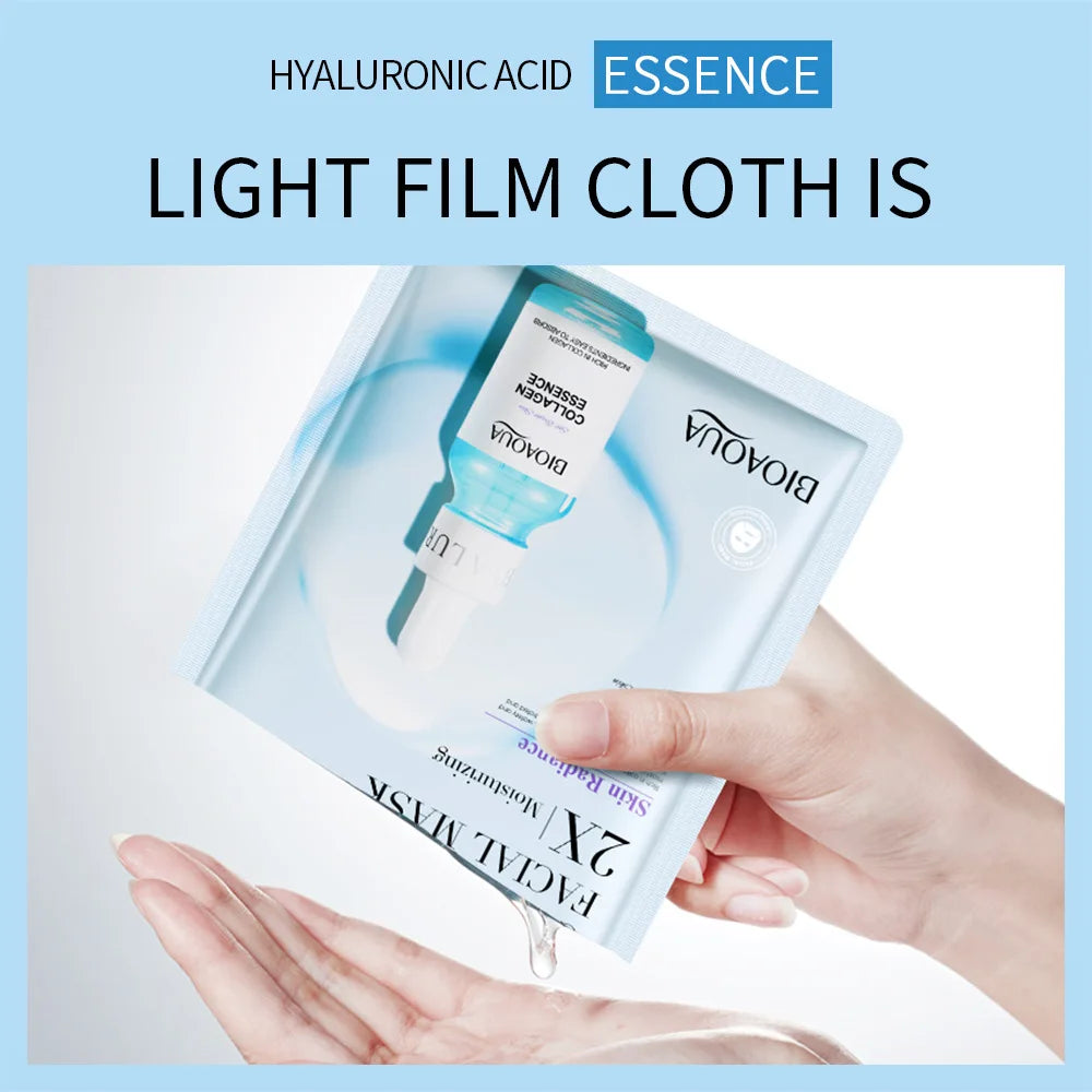 (Pack of 20) BIOAQUA Centella Collagen Face Mask VC Moisturizing Refreshing Sheet Masks Hyaluronic Acid Facial Mask Skin Care Products