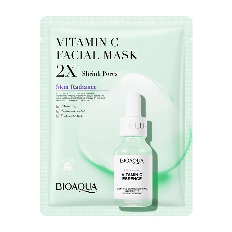 (Pack of 20) BIOAQUA Centella Collagen Face Mask VC Moisturizing Refreshing Sheet Masks Hyaluronic Acid Facial Mask Skin Care Products