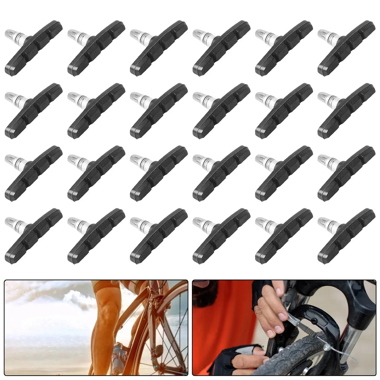 (Pack of 24) V Type Silent Brake Pads Shoes Bike Bicycle Cycling Mountain Bike Dead Speed Brake Pads V Brake System Brake Cycling Part