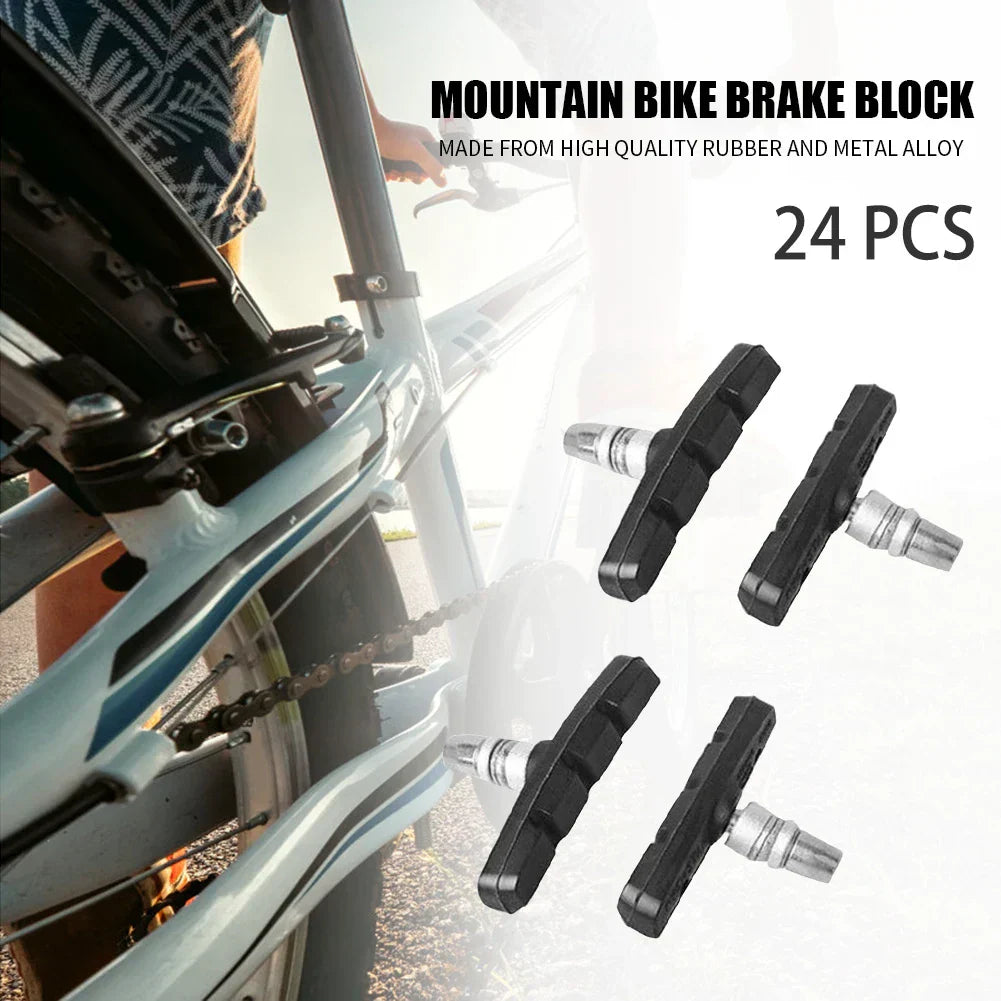 (Pack of 24) V Type Silent Brake Pads Shoes Bike Bicycle Cycling Mountain Bike Dead Speed Brake Pads V Brake System Brake Cycling Part