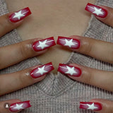 (Pack of 24) /box Fake French y2k Nails Press On Long Stiletto Almond Shape Wearable False Nails With Stars Designs Full Cover Nail Tips