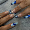(Pack of 24) /box Fake French y2k Nails Press On Long Stiletto Almond Shape Wearable False Nails With Stars Designs Full Cover Nail Tips