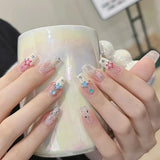 (Pack of 24) /box Fake French y2k Nails Press On Long Stiletto Almond Shape Wearable False Nails With Stars Designs Full Cover Nail Tips