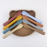 (Pack of 2) Baby Learning Spoons Silicone Utensils Set Newborn Feeding Spoon Set Cute Toddler Scoop Weaning Cutlery Children’S Tablewar