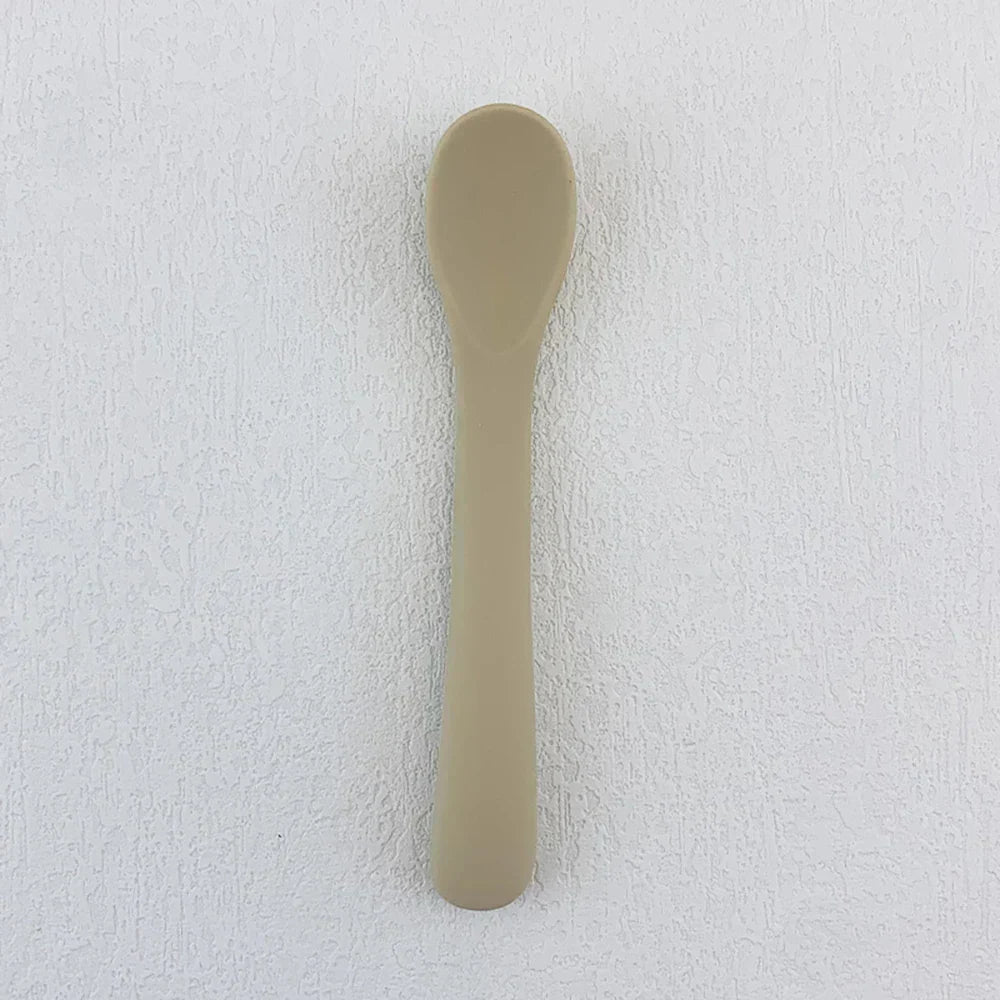 (Pack of 2) Baby Learning Spoons Silicone Utensils Set Newborn Feeding Spoon Set Cute Toddler Scoop Weaning Cutlery Children’S Tablewar
