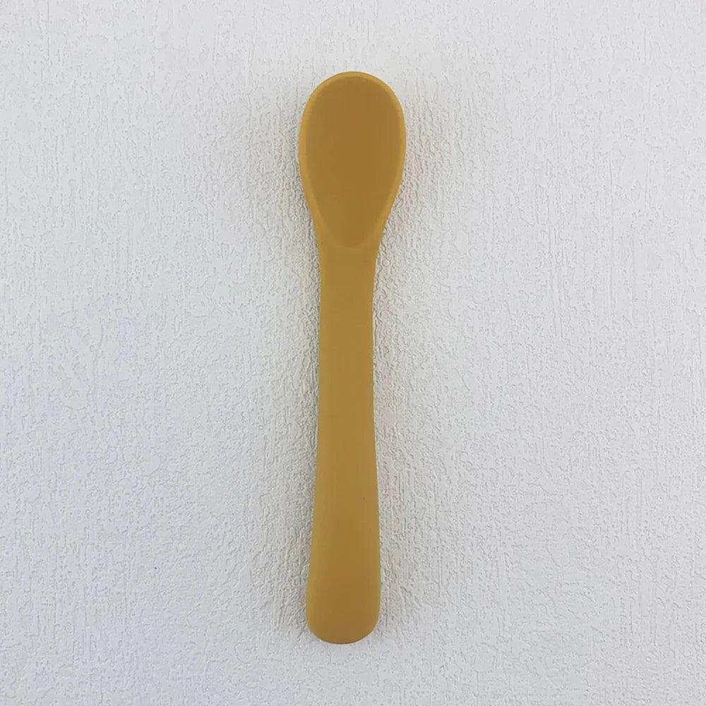 (Pack of 2) Baby Learning Spoons Silicone Utensils Set Newborn Feeding Spoon Set Cute Toddler Scoop Weaning Cutlery Children’S Tablewar