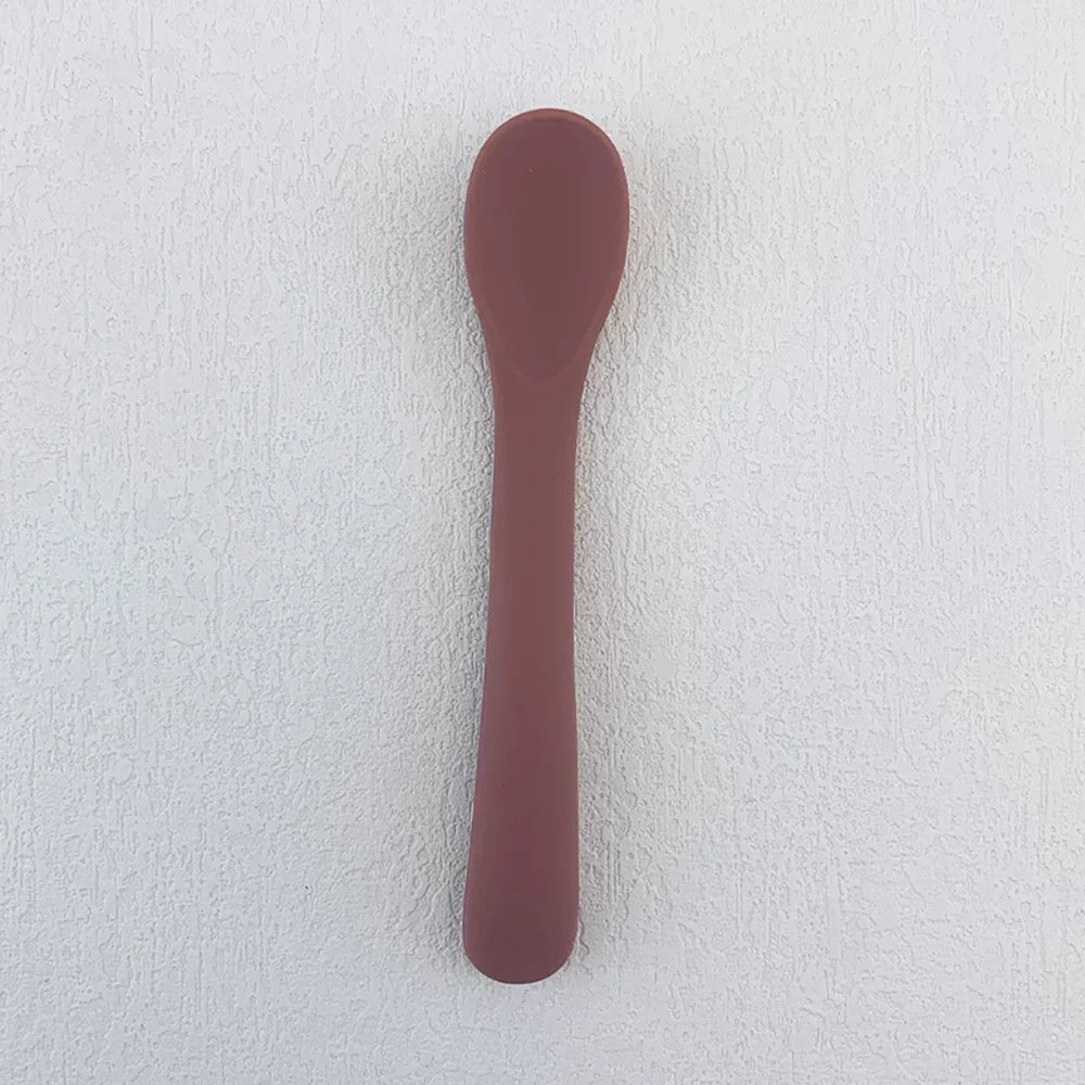 (Pack of 2) Baby Learning Spoons Silicone Utensils Set Newborn Feeding Spoon Set Cute Toddler Scoop Weaning Cutlery Children’S Tablewar