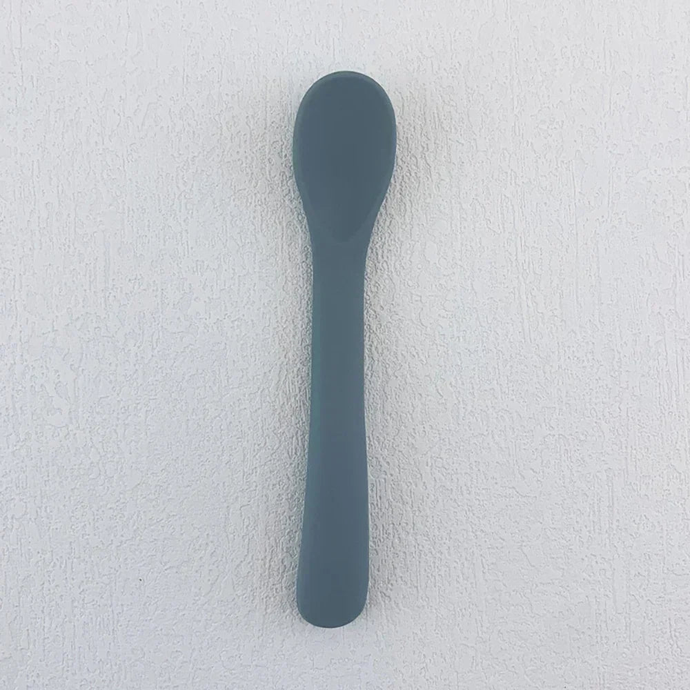 (Pack of 2) Baby Learning Spoons Silicone Utensils Set Newborn Feeding Spoon Set Cute Toddler Scoop Weaning Cutlery Children’S Tablewar
