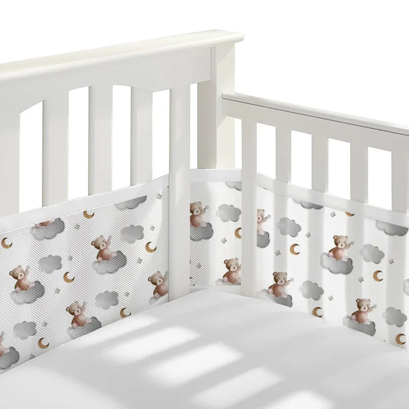 (Pack of 2) /Set Baby Mesh Crib Bumper Liner Breathable Summer Infant Bedding Bumpers born Cot Bed Around Protector