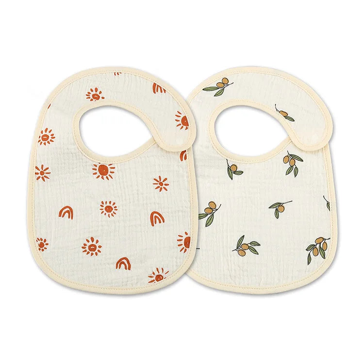 (Pack of 2) /set Cotton Waterproof Baby Bibs Summer Infant Bib Newborn Burp Cloths Bandana for Kids Boys Girls Soft Feeding Saliva Towel