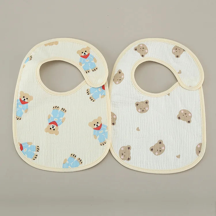 (Pack of 2) /set Cotton Waterproof Baby Bibs Summer Infant Bib Newborn Burp Cloths Bandana for Kids Boys Girls Soft Feeding Saliva Towel