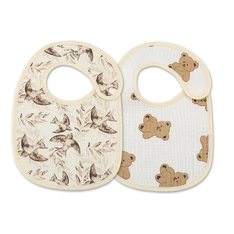 (Pack of 2) /set Cotton Waterproof Baby Bibs Summer Infant Bib Newborn Burp Cloths Bandana for Kids Boys Girls Soft Feeding Saliva Towel