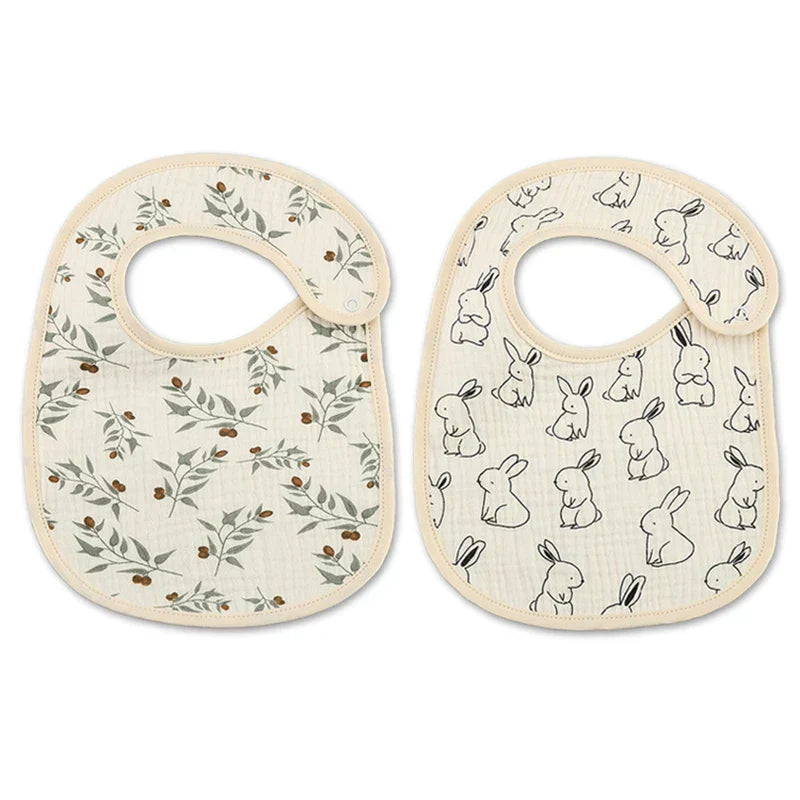 (Pack of 2) /set Cotton Waterproof Baby Bibs Summer Infant Bib Newborn Burp Cloths Bandana for Kids Boys Girls Soft Feeding Saliva Towel