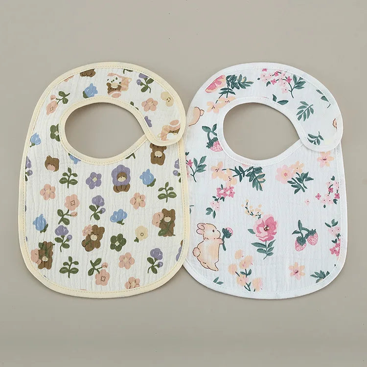 (Pack of 2) /set Cotton Waterproof Baby Bibs Summer Infant Bib Newborn Burp Cloths Bandana for Kids Boys Girls Soft Feeding Saliva Towel
