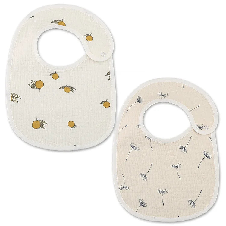 (Pack of 2) /set Cotton Waterproof Baby Bibs Summer Infant Bib Newborn Burp Cloths Bandana for Kids Boys Girls Soft Feeding Saliva Towel