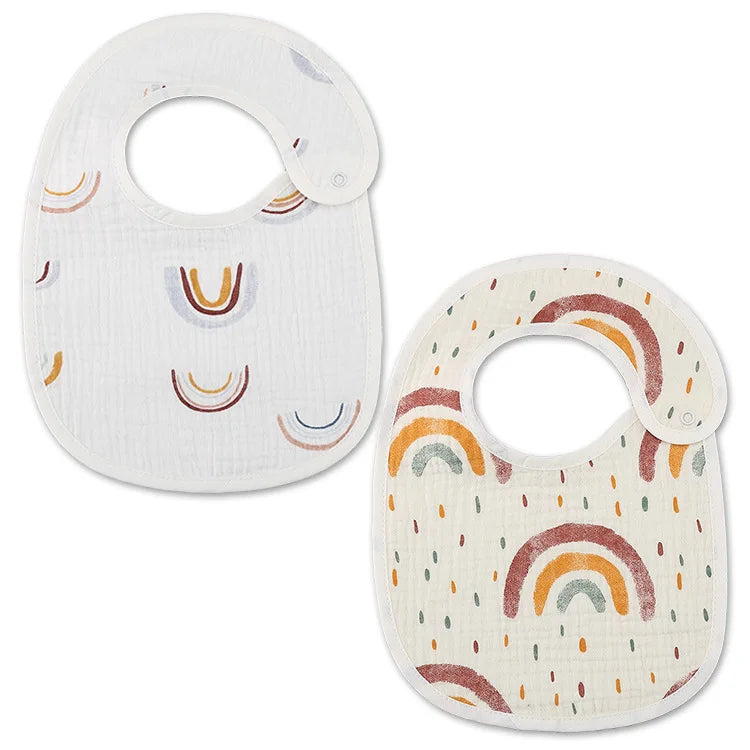 (Pack of 2) /set Cotton Waterproof Baby Bibs Summer Infant Bib Newborn Burp Cloths Bandana for Kids Boys Girls Soft Feeding Saliva Towel