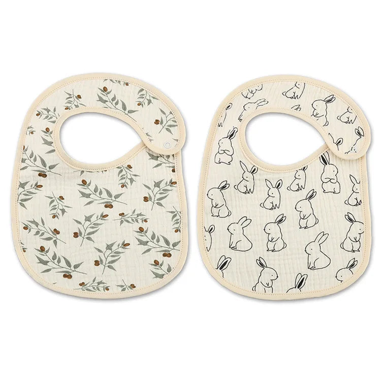 (Pack of 2) /set Cotton Waterproof Baby Bibs Summer Infant Bib Newborn Burp Cloths Bandana for Kids Boys Girls Soft Feeding Saliva Towel