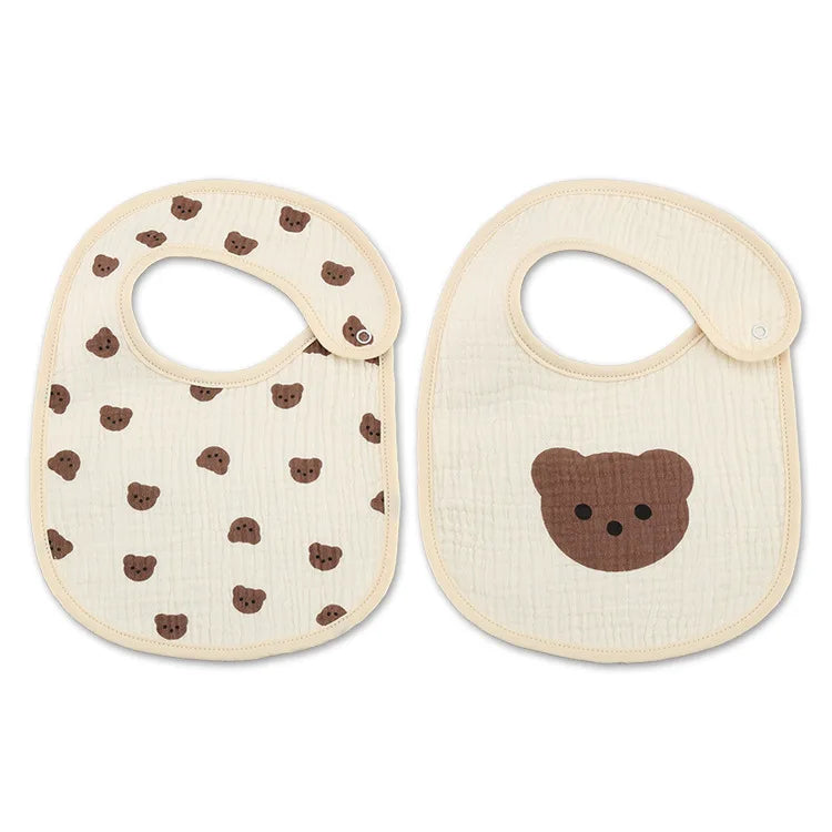 (Pack of 2) /set Cotton Waterproof Baby Bibs Summer Infant Bib Newborn Burp Cloths Bandana for Kids Boys Girls Soft Feeding Saliva Towel