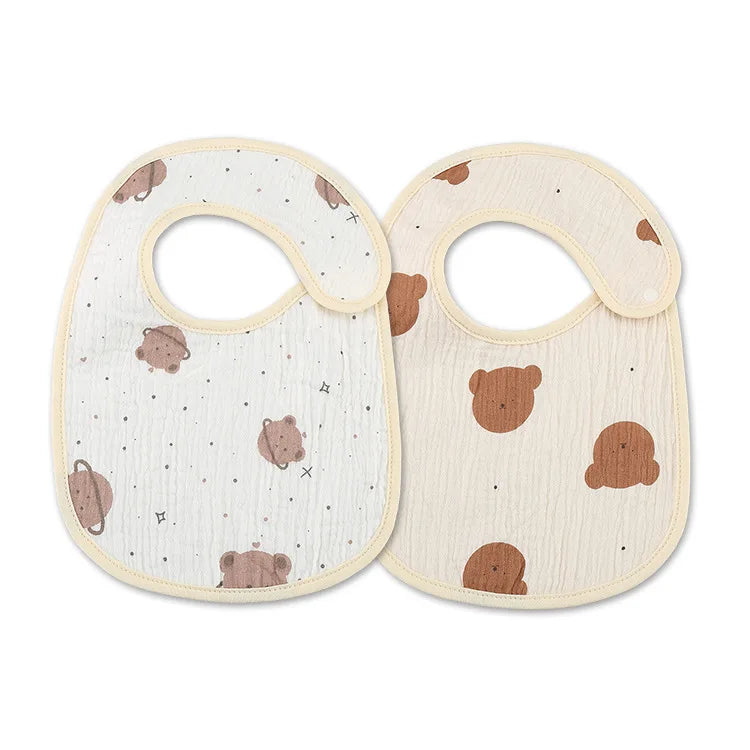 (Pack of 2) /set Cotton Waterproof Baby Bibs Summer Infant Bib Newborn Burp Cloths Bandana for Kids Boys Girls Soft Feeding Saliva Towel