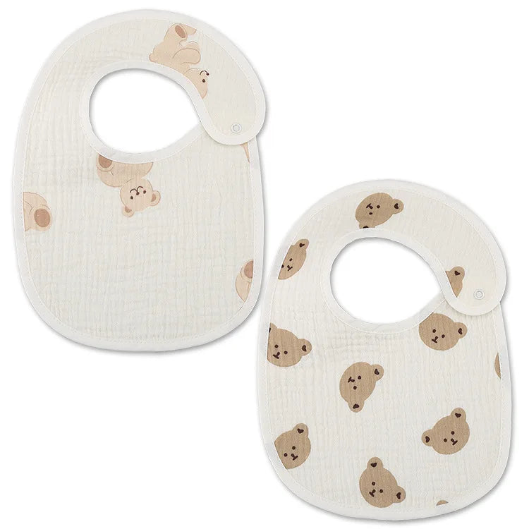 (Pack of 2) /set Cotton Waterproof Baby Bibs Summer Infant Bib Newborn Burp Cloths Bandana for Kids Boys Girls Soft Feeding Saliva Towel