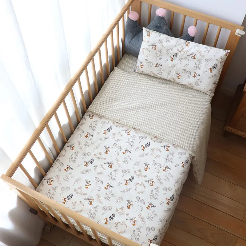 (Pack of 3) Baby Crib Bedding Set Cotton Bed Linens Boy Girl Cot kit Include Pillowcase Sheet Duvet Cover Children Room Decoration