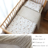 (Pack of 3) Baby Crib Bedding Set Cotton Bed Linens Boy Girl Cot kit Include Pillowcase Sheet Duvet Cover Children Room Decoration