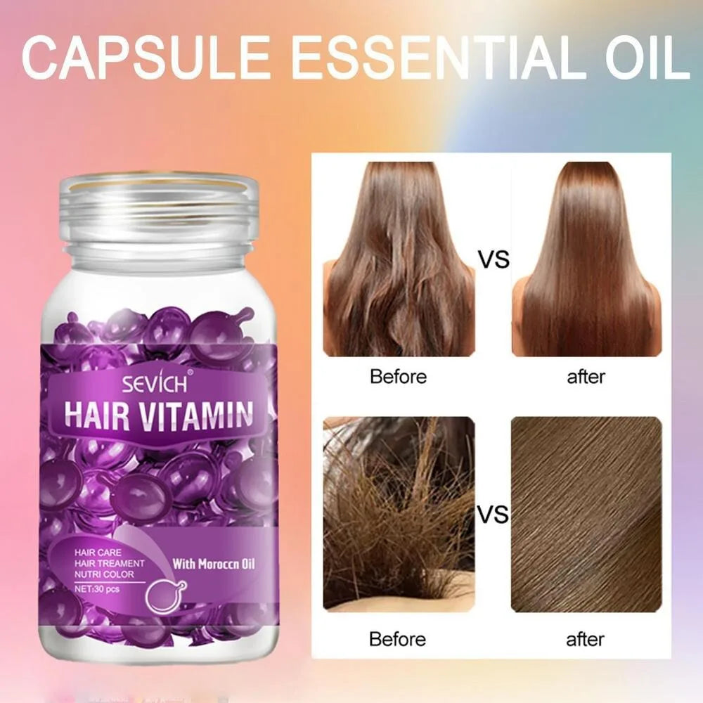 (Pack of 30) \1 bottle Soft Smooth Silky Hair Care Capsule Keratin Complex Repair Oil Anti-fruit Essential Oil Burn Damaged Essence