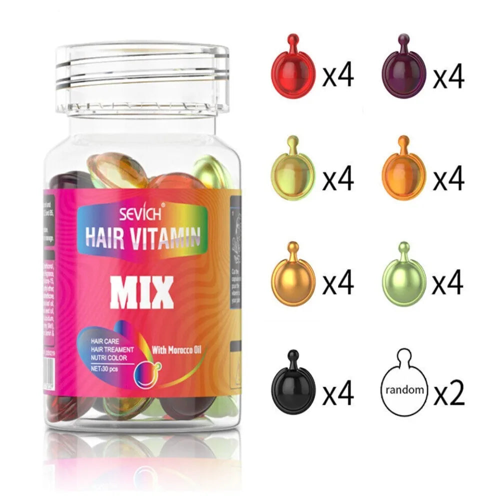 (Pack of 30) \1 bottle Soft Smooth Silky Hair Care Capsule Keratin Complex Repair Oil Anti-fruit Essential Oil Burn Damaged Essence