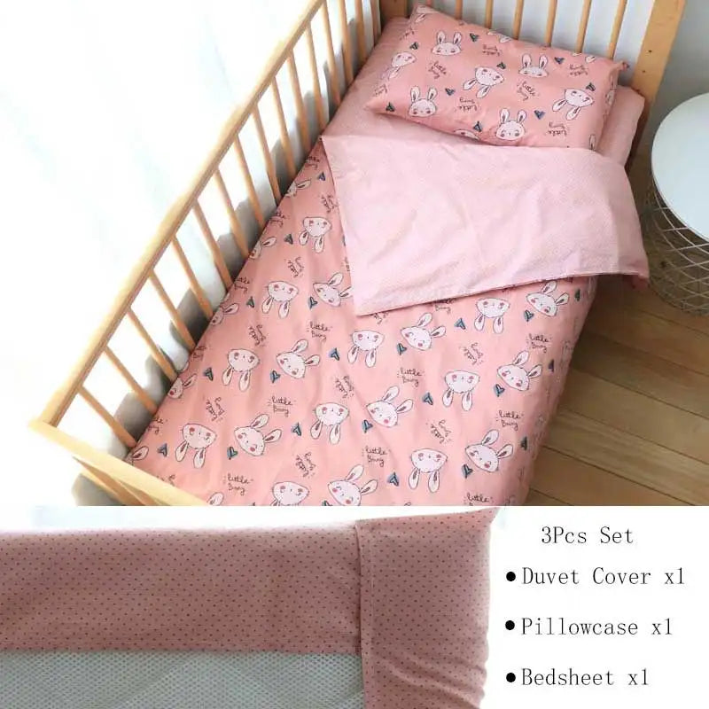 (Pack of 3) Baby Bedding Set For Newborns Star Pattern Kid Bed Linen For Boy Pure Cotton Woven Crib Bedding Duvet Cover Pillocase Sheet
