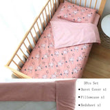 (Pack of 3) Baby Bedding Set For Newborns Star Pattern Kid Bed Linen For Boy Pure Cotton Woven Crib Bedding Duvet Cover Pillocase Sheet