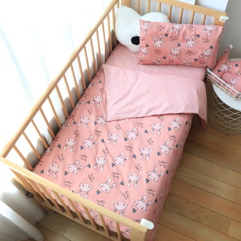 (Pack of 3) Baby Bedding Set For Newborns Star Pattern Kid Bed Linen For Boy Pure Cotton Woven Crib Bedding Duvet Cover Pillocase Sheet
