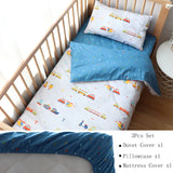 (Pack of 3) Baby Bedding Set For Newborns Star Pattern Kid Bed Linen For Boy Pure Cotton Woven Crib Bedding Duvet Cover Pillocase Sheet