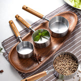 (Pack of 8) 4/ Kitchen Baking Tools Bakeware Measuring Tools & Scales Set Stainless Steel Measuring Cups and Spoons With Wooden Handle