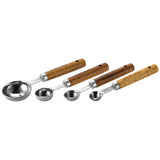 (Pack of 8) 4/ Kitchen Baking Tools Bakeware Measuring Tools & Scales Set Stainless Steel Measuring Cups and Spoons With Wooden Handle