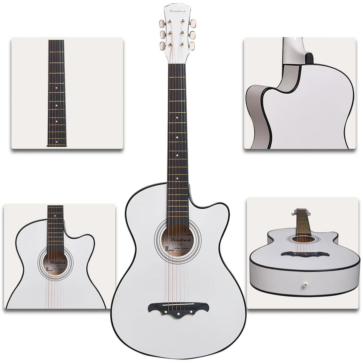 41/38 Inch Acoustic Guitar for Travel Beginners Adults Kit with Capo Picks Bag 6 Steel Strings Guitarra for Teens AGT16