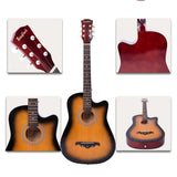 41/38 Inch Acoustic Guitar for Travel Beginners Adults Kit with Capo Picks Bag 6 Steel Strings Guitarra for Teens AGT16